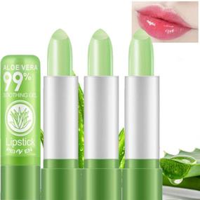 img 4 attached to 👄 3 Pack Aloe Vera Lipstick, LemonSac Long Lasting Nutritious Lip Balm Lips Moisturizer Magic Temperature Color Changing Lip Gloss - 3Pcs
