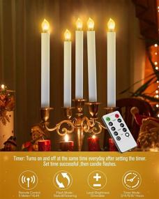 img 2 attached to 🕯️ RONXS Window Candles 6pcs: Flameless LED Candles with Remote - Dusk to Dawn Timer, Christmas Table Decor with Flickering Flame (Includes Batteries, 6pcs Gold Candle Holders & Suction Cups)