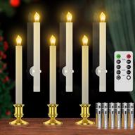 🕯️ ronxs window candles 6pcs: flameless led candles with remote - dusk to dawn timer, christmas table decor with flickering flame (includes batteries, 6pcs gold candle holders & suction cups) логотип