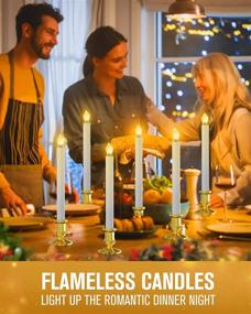 img 3 attached to 🕯️ RONXS Window Candles 6pcs: Flameless LED Candles with Remote - Dusk to Dawn Timer, Christmas Table Decor with Flickering Flame (Includes Batteries, 6pcs Gold Candle Holders & Suction Cups)