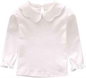 img 1 attached to Sleeves Collar T Shirt Blouses for Girls: Stylish Tops, Tees & Blouses