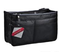 👜 vercord black purse handbag organizer insert liner bag in bag with 13 pockets - medium, updated version logo