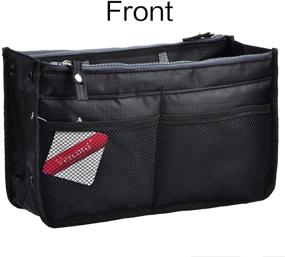 img 1 attached to 👜 Vercord Black Purse Handbag Organizer Insert Liner Bag in Bag with 13 Pockets - Medium, Updated Version
