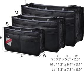 img 3 attached to 👜 Vercord Black Purse Handbag Organizer Insert Liner Bag in Bag with 13 Pockets - Medium, Updated Version