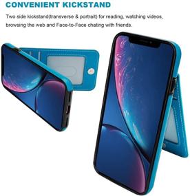 img 1 attached to 📱 Vaburs iPhone Xr Case with Wallet Card Holder, Embossed Mandala Pattern Flower PU Leather, 4 Card Slots, Kickstand, Shockproof, Protective Flip Cover for iPhone Xr 6.1 Inch, Blue