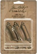 🏷️ tim holtz idea-ology metal label pulls with fasteners - 6 pack, 1-3/16 x 2-1/4 inches, antique finishes - th93015 logo