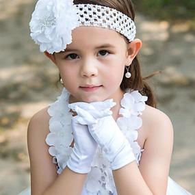img 3 attached to 👸 White Satin Gloves for Girls' Holiday, Wedding, Pageant – Princess Glove