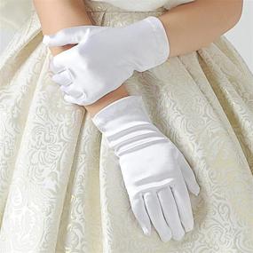 img 1 attached to 👸 White Satin Gloves for Girls' Holiday, Wedding, Pageant – Princess Glove