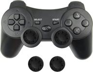 🎮 best controller replacement for ps3 controller - wireless gamepad with thumb grips, double shock 3 vibration, motion sensors, rechargeable battery - compatible with sony playstation 3 (black) logo