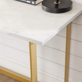 img 2 attached to 💻 Walker Edison Modern Glam Faux Top Laptop Writing Desk - Home Office Workstation Small, Marble/Gold - 42"L x 20"W x 30"H: Stylish and Functional