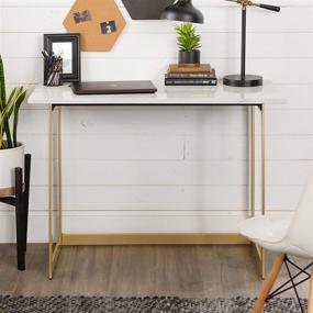 img 3 attached to 💻 Walker Edison Modern Glam Faux Top Laptop Writing Desk - Home Office Workstation Small, Marble/Gold - 42"L x 20"W x 30"H: Stylish and Functional