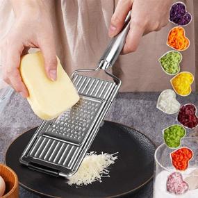 img 1 attached to 🔪 3ysstore Adjustable Multi-Purpose Vegetable Slicer Stainless Steel Cheese Grater Hand-held Cutter Shredder Slicer Kitchen Tool with 3 Blades