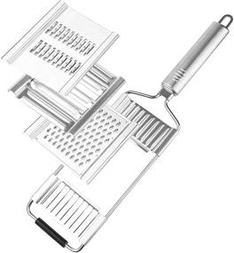 img 4 attached to 🔪 3ysstore Adjustable Multi-Purpose Vegetable Slicer Stainless Steel Cheese Grater Hand-held Cutter Shredder Slicer Kitchen Tool with 3 Blades