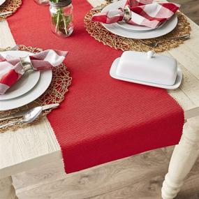 img 1 attached to 🔴 Solid Woven Tango Red Table Runner - 13x72 inches - DII