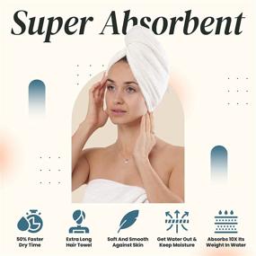 img 1 attached to Super Absorbent Cotton Hair Towel Wraps for Women - Aspen5 400 GSM Hair Turban for Long & Curly Hair - Quick Dry Plopping Towel (Coral White)