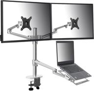 🖥️ viozon 3-in-1 adjustable triple monitor arm desk mounts with extra tray for 17 to 27 inch lcd computer screens and 12-17 inch laptops (ol-10t-s) logo