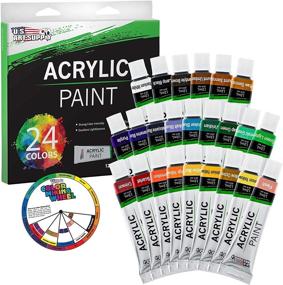 img 1 attached to 🎨 Complete U.S. Art Supply 62 Piece Acrylic Painting Kit with French Easel, Paint, Canvases, Brushes & More - Ideal for Artists