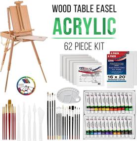 img 3 attached to 🎨 Complete U.S. Art Supply 62 Piece Acrylic Painting Kit with French Easel, Paint, Canvases, Brushes & More - Ideal for Artists
