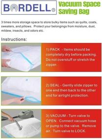 img 2 attached to 🧺 Bordell Vacuum Space Saving Bags: Easy Lock Valve, Free Travel Hand Pump - 12pk (S-M-L-Jumbo)