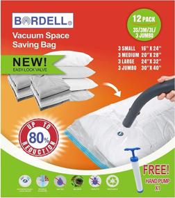 img 3 attached to 🧺 Bordell Vacuum Space Saving Bags: Easy Lock Valve, Free Travel Hand Pump - 12pk (S-M-L-Jumbo)