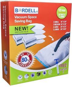 img 4 attached to 🧺 Bordell Vacuum Space Saving Bags: Easy Lock Valve, Free Travel Hand Pump - 12pk (S-M-L-Jumbo)