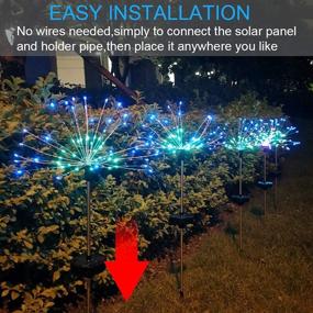 img 3 attached to 🌈 Enhance Your Outdoor Décor with 2-Pack Solar LED Fireworks Copper Wire Lights – Remote Controlled, 8 Lighting Modes, Twinkle Garden Landscape Lights for Walkways and Xmas Decorations in Multi-Color