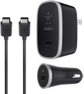 🔌 набор для зарядки в автомобиле и на стене belkin usb-c с кабелем c-c длиной 1 метр для устройств с разъемом type-c - коммерческая упаковка логотип