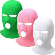 🧣 adult balaclava - 3-hole knitted full face cover for skiing, warm knit face covering for men and women, thermal head wrap logo