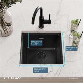 img 1 attached to 🖤 Elkay Quartz Classic ELG1616BK0 Black Single Bowl Dual Mount Bar Sink: Effortless Style and Functionality