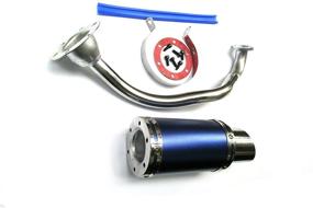 img 4 attached to 🏍️ Enhanced Performance Blue Exhaust System Muffler for GY6 50cc-400cc 4 Stroke Scooters ATV Go Kart