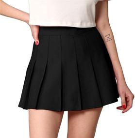 img 4 attached to 👗 Made By Johnny Women's High Waist Mini Plaid School Uniform Pleated Skater Tennis Skirt: Stylish Design with Lining Shorts