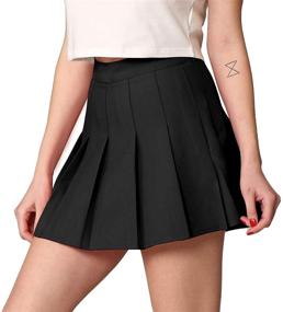 img 3 attached to 👗 Made By Johnny Women's High Waist Mini Plaid School Uniform Pleated Skater Tennis Skirt: Stylish Design with Lining Shorts