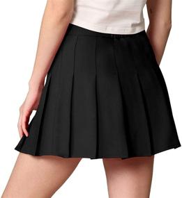 img 2 attached to 👗 Made By Johnny Women's High Waist Mini Plaid School Uniform Pleated Skater Tennis Skirt: Stylish Design with Lining Shorts