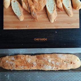 img 1 attached to 🥖 CHEFMADE 15-Inch Perforated Baguette Pan - Non-Stick 3 Wave Loaves Ultra-Ventilate French Bread Pan with 2-Inch Channel for Oven Baking - Dimensions 15.2&#34; x 9.6&#34; - Champagne Gold