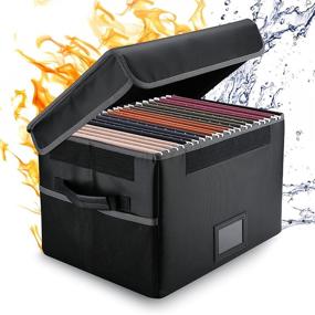 img 4 attached to Efficient Fireproof File Box: CgBeHah File Organizer with Lid, 🗄️ Collapsible & Portable for Legal Documents - Black Storage Filing Box