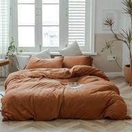 🍂 caramel pumpkin duvet cover set: solid brown burnt orange bedding collection with jersey knit cotton comforter cover, 1 duvet cover, 2 pillowcases - easy care logo