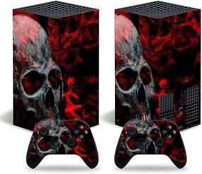img 1 attached to 💀 Dress Up Your Xbox Series X with DOMILINA Blood Skull Skin Stickers - Full Body Vinyl Decal Set for Console & Controllers