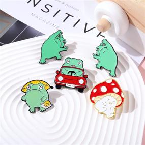 img 1 attached to 🍄 Frog Mushroom Enamel Pins: The Perfect Backpack and Jacket Accessories for Cute and Kawaii Pin Enthusiasts