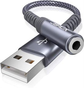 img 4 attached to 🎧 JSAUX USB to 3.5mm Jack Audio Adapter - External Sound Card for Headphone, Mac, PS4, PC, Laptop, Desktops and More - Grey/0.6FT