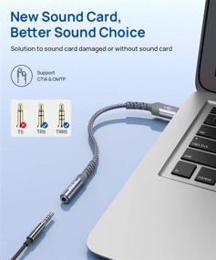 img 3 attached to 🎧 JSAUX USB to 3.5mm Jack Audio Adapter - External Sound Card for Headphone, Mac, PS4, PC, Laptop, Desktops and More - Grey/0.6FT