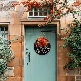 img 3 attached to Plaid Fall Wreaths with Eucalyptus: Welcoming Front 🍂 Door Decoration for Home, Restaurant, and Outdoor Spaces - 150cm