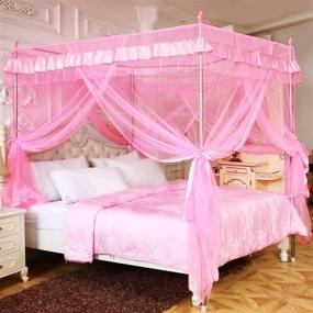img 3 attached to 👑 Mengersi Princess Bed Canopy for Girls Kids Toddler Twin Bed Netting - Mosquito Net with Mesh Curtains, Pink - Festival Gift, Birthday Present, Bedroom Decor