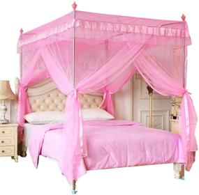 img 2 attached to 👑 Mengersi Princess Bed Canopy for Girls Kids Toddler Twin Bed Netting - Mosquito Net with Mesh Curtains, Pink - Festival Gift, Birthday Present, Bedroom Decor