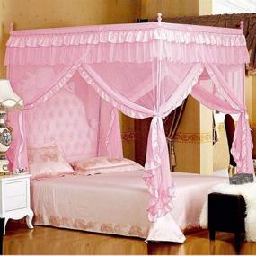img 4 attached to 👑 Mengersi Princess Bed Canopy for Girls Kids Toddler Twin Bed Netting - Mosquito Net with Mesh Curtains, Pink - Festival Gift, Birthday Present, Bedroom Decor