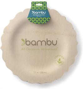 img 4 attached to 🍽️ Одноразовые бамбуковые тарелки Bambu - 11 дюймов, с волнистым краем, биодеградируемые и компостируемые, идеальны для вечеринок, свадеб, мероприятий, пикников - упаковка из 25 штук