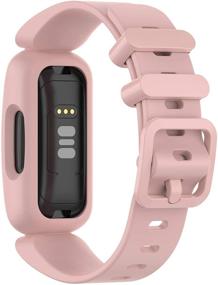 img 1 attached to Kid's Fitbit Ace 3 Colorful Silicone Watch Strap | Compatible Wristbands for Boys and Girls (Lime, Pink, Yellow, Teal)