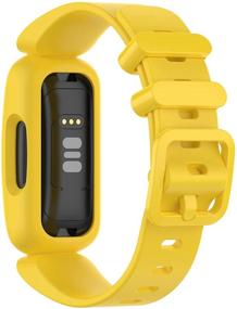 img 3 attached to Kid's Fitbit Ace 3 Colorful Silicone Watch Strap | Compatible Wristbands for Boys and Girls (Lime, Pink, Yellow, Teal)
