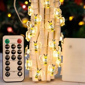img 3 attached to 🐝 Bee Decorative String Lights: Transform Your Space with 10 Ft 30 LED Fairy Lights – Remote Controlled, USB & Battery Powered – Perfect for Kid's Room, Bedroom, Kitchen, Party & Xmas Tree Decor – With Timer Function