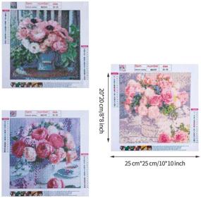 img 1 attached to DIY Diamond Painting Kit: 3 Sets 5D Full Round Drill Pink Rose Flowers Cross-Stitch Set for Home Wall Decor