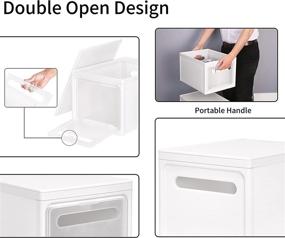 img 1 attached to Convenient Stackable Storage Bins with Wheels | 📦 Shoe Organizer Boxes with Lids - White Plastic Containers